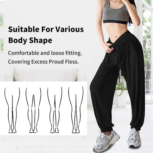 Vista 4 de ASIMOON Pantalones deportivos para mujer con bolsillos, ligeros, holgados, casuales, cómodos, elásticos, para yoga, correr, entrenamiento, descanso