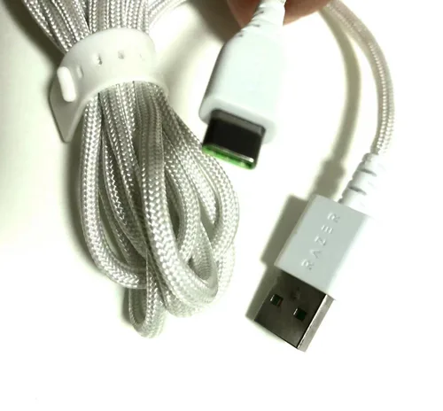 Vista 2 de Cable de carga de datos USB C a USB compatible con Razer Viper V2 ProDeathAdder V3 ProBasilisk V3 Pro Mouse inalámbrico para juegos (blanco)