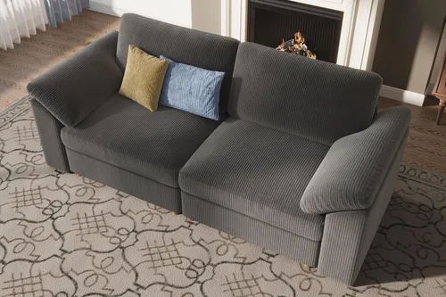 Vista 95 de EASE MOOSE Sofá modular verde seccional de gran tamaño en forma de L Pana verde