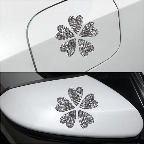 Vista 4 de CB - Calcomanías brillantes de diamantes de imitación para automóvil, decoración de lujo, universal para manija de puerta, espejo retrovisor