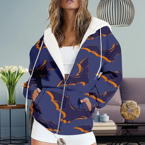 Vista 4 de Youngnet Sudadera larga con capucha para mujer, talla grande, sudadera con cuello en V, ropa de trabajo para mujer, camisetas de Halloween