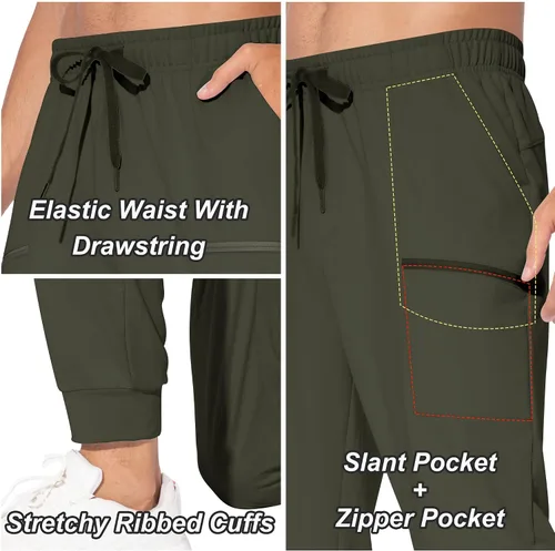 Vista 4 de M MAROAUT Pantalones deportivos para hombre, pantalones deportivos ligeros con bolsillos con cremallera, pantalones de entrenamiento para gimnasio