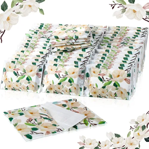 Vista 17 de Geyee 50 paquetes de pañuelos faciales para viajes, paquetes de bolsillo desechables para invitados a bodas, viajes, escuela, bolsos, suministros