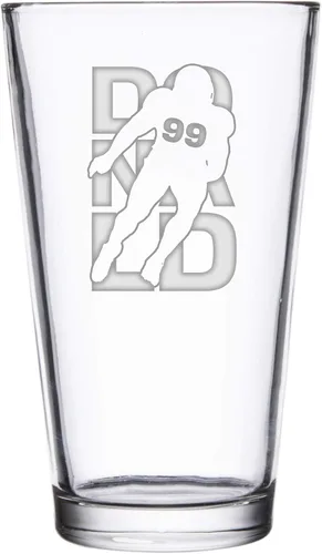 Vista 33 de Hat Shark Jugador atlético deportivo de fútbol – Vasos de pinta grabados con láser para cerveza, jarra de 16 onzas (Allen #17)