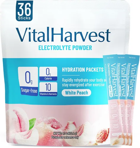 Vista 9 de VitalHarvest 36 sobres de electrolitos en polvo sin azúcar, paquetes de hidratación, bebida líquida de electrolitos para IV diaria, con sabor a lima