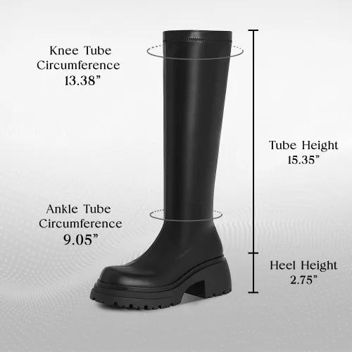 Vista 4 de VIMISAOI Botas de plataforma gruesa para mujer, con puntera redonda, góticas, hasta la rodilla, botas de media pantorrilla