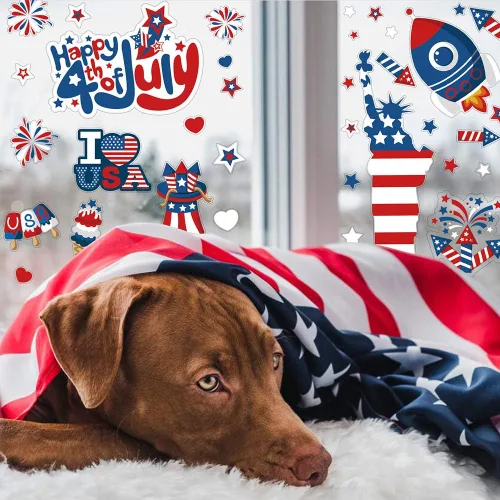Vista 5 de CCINEE Adhesivo patriótico para ventana del 4 de julio, Día de la Independencia de Estados Unidos para decoración de vehículos del hogar del Día
