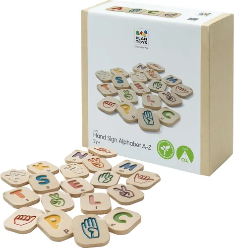 Vista 12 de PlanToys Braille Alphabet A-Z Braille-Reading Alphabet Learning Toys - 26 azulejos de madera trazables fabricados de forma sostenible con letras