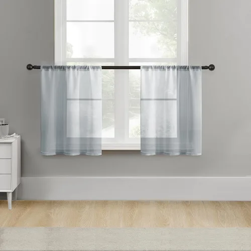 Vista 46 de MRTREES Cortinas transparentes de Aqua Blue, para cocina, de 36 pulgadas de longitud, cortinas transparentes de gasa con filtro de luz, cortinas