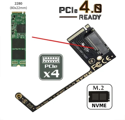 Vista 3 de chenyang MSI CLAW8AI/CLAW7 Gaming Internal M.2 NVME M-Key 2230 a 89.764 in SSD Card Upgrade Adaptador de extensión