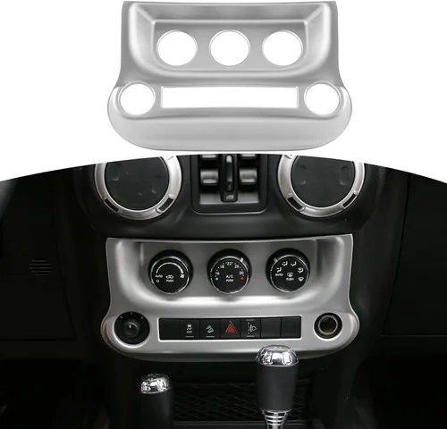 Vista 9 de RT-TCZ Para Jeep JK Negro Dash Console A/C Controles Cubierta Trim Panel para Jeep Wrangler JK JKU 2011-2017 ABS Interior Accesorios 1pc