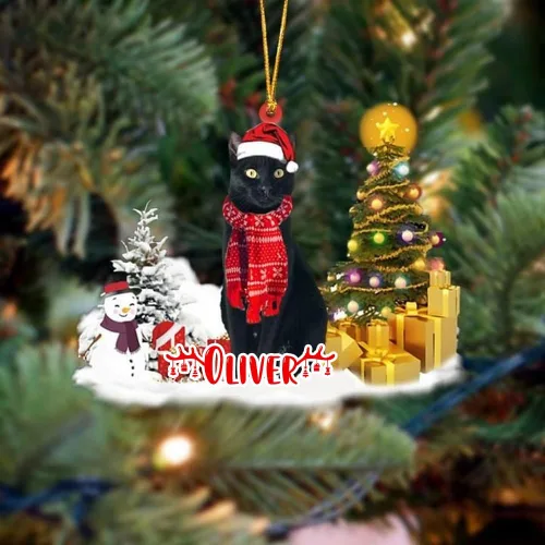 Vista 86 de NAZENTI Adorno personalizado de gato abisinio con árbol de pino, adorno de Navidad personalizado para perros amantes de las mascotas, colgante