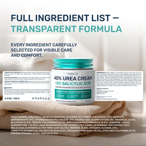 Vista 7 de Crema de urea 40 por ciento para pies de máxima fuerza, crema de urea para pies y removedor de callos, crema exfoliante para talones con ácido