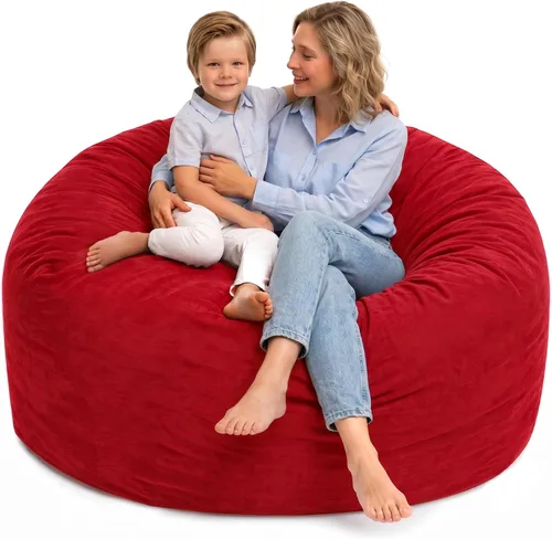 Vista 10 de ULTIMATE SACK 5000 Silla Puf de 5-Pies con Reposapiés, Funda de Gamuza Negra – Tumbona de Espuma de Gran Tamaño, Asiento de Suelo, Sofá Pequeño