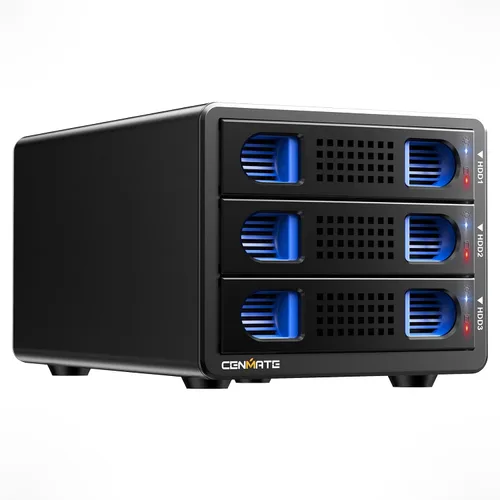 Vista 11 de CENMATE Caja de Disco Duro de Aluminio de Doble Bahía con Ventilador de Enfriamiento para HDD/SSD SATA de 2.5"/3.5" con USB A/C 3.0, Soporte