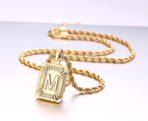 Vista 6 de Yooblue Collares con inicial en capas de oro para mujer, chapados en oro de 14 quilates, collares con dije de inicial, collares de cadena