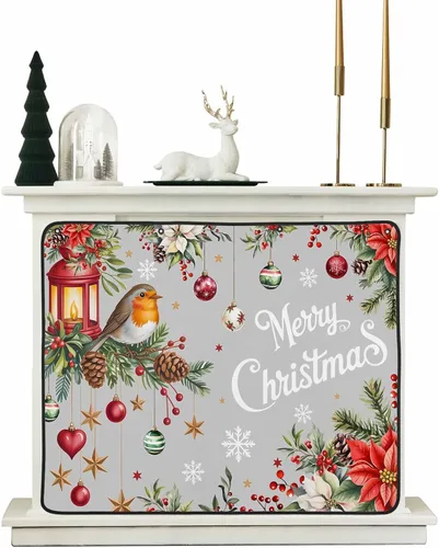 Vista 46 de Cubierta magnética azul para chimenea, detiene la pérdida de calor, pantalla de chimenea para interiores, bolas de gnomos de Navidad, árbol de copo