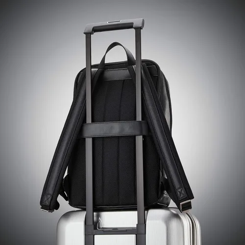 Vista 7 de Samsonite Mochila delgada clásica de cuero, Negro -, Mochila delgada clásica de cuero