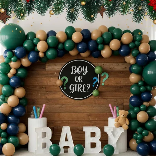 Vista 8 de 152 piezas de decoración a cuadros de tartán para baby shower, globos de oso, guirnalda de arcos, globos a cuadros de oso preppy para baby shower