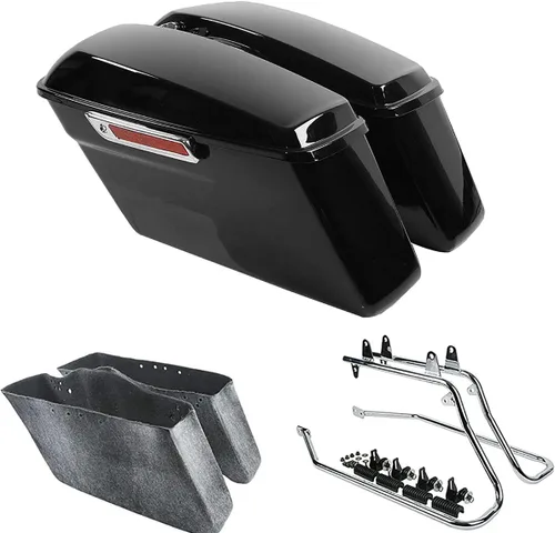 Vista 60 de Kit de soporte de conversión para alforjas extendidas de 4" TCMT, compatible con Harley Heritage Softail Fatboy FLSTF Breakout 1984-2017, negro