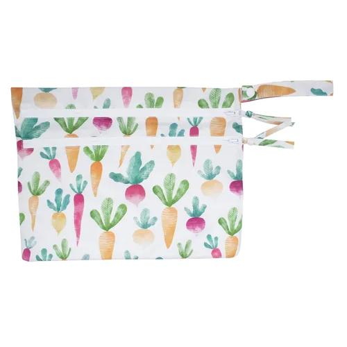 Vista 12 de BapronBaby Organic Produce Bolsa para productos húmedos y secos, impermeable, con dos bolsillos con cremallera, reutilizable para la hora de comer