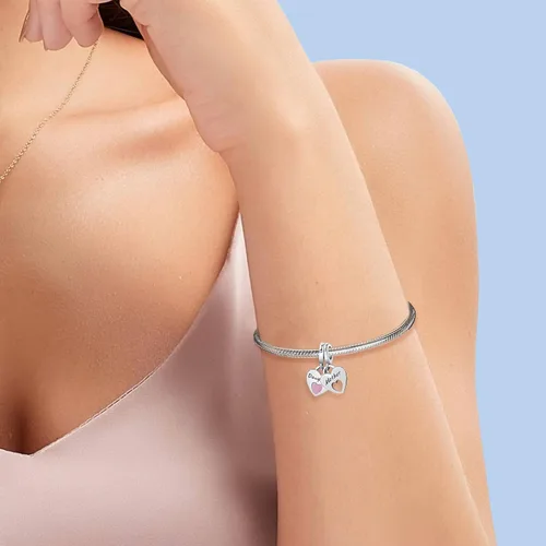 Vista 3 de Dijes familiares de joyería para mujer, plata de ley 925, para pulseras, collares, día de San Valentín, día de la madre, regalo de joyería para mujer