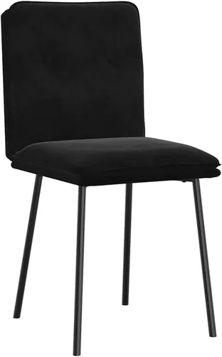 Vista 4 de Juego de 6 sillas de comedor modernas tapizadas de terciopelo negro con madera contrachapada y marco de metal, cómodos asientos para comedor