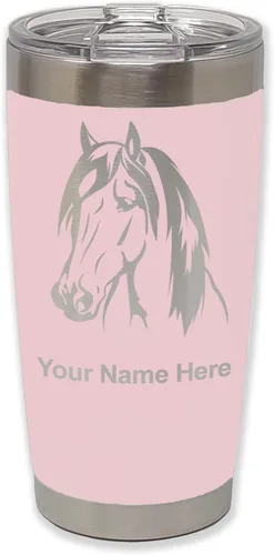 Vista 12 de LaserGram Vaso aislado al vacío de 20 onzas, cabeza de caballo 1, grabado personalizado incluido (negro)