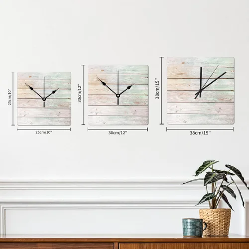Vista 7 de Miami Landscape Wooden Wall Clock Florida USA Cityscape Travel Square Clocks Decorative Clocks Battery Operated 15 Inch Non-Ticking Modern Living