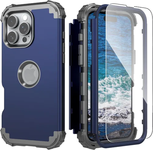 Vista 15 de IDweel Funda para iPhone 16 Pro Max con Protector de Pantalla, 3 en 1 Resistente a Golpes Ajuste Delgado Híbrida de Servicio Pesado Cubierta Dura