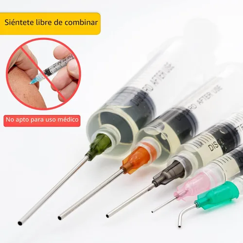 Vista 5 de Jeringa aplicadora de pegamento con punta de aguja roma y tapa, para líquido, pegamento, tinta, perfume, fabricación de brillo labial