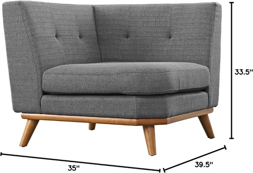 Vista 2 de Modway Engage - Sofá seccional en forma de L, tapizado moderno, color gris, Tela