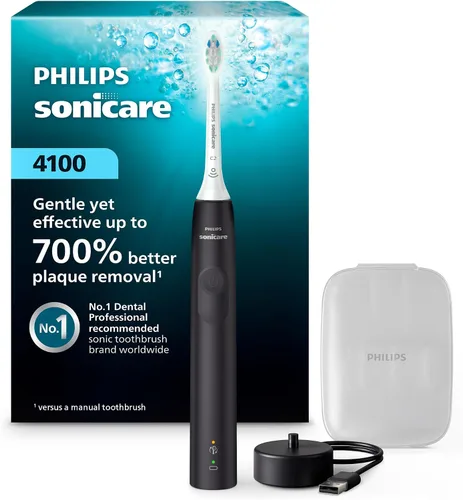 Vista 11 de Philips Sonicare 4100 HX3681/24 - Cepillo de dientes eléctrico recargable con sensor de presión, color negro 700% More Plaque Removal¹, Pressure