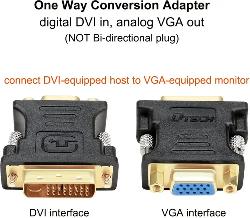 Vista 3 de DTECH Adaptador DVI a VGA DVI-D macho a VGA hembra Convertidor 1080P Conector de vídeo 24+1 Pin para monitor Proyector de computadora
