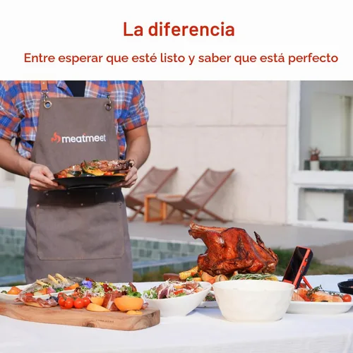 Vista 7 de Termómetro inalámbrico Meatmeet X Pro para carne con Wi-Fi dual y Bluetooth, termómetro digital para carne con 2 sondas y base de pantalla LED, 6