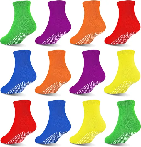 Vista 8 de GRPSKCOS 12 pares de calcetines antideslizantes para niñas de 1 a 7 años