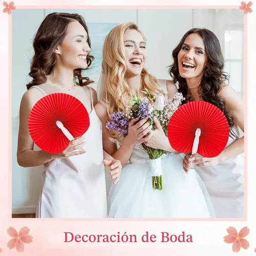 Vista 7 de Handepo - 200 abanicos redondos de papel plegables a granel, para boda