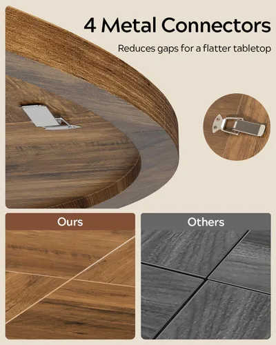 Vista 6 de Mesa de comedor redonda para 4-6 personas, mesa de cocina de granja de 47 pulgadas con patas resistentes, mesa de comedor circular de madera rústica