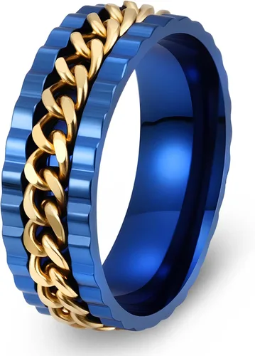 Vista 8 de Anillos giratorios para hombres y mujeres, anillos de ansiedad para hombres, anillos de cadena para adultos, anillos de titanio y acero