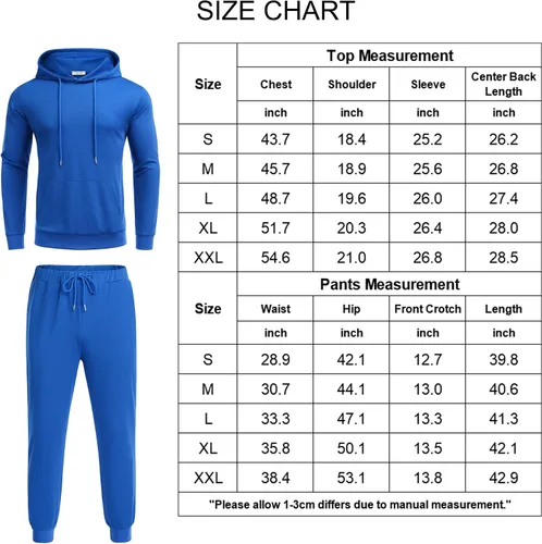 Vista 6 de COOFANDY Conjunto deportivo de 2 piezas de manga larga para hombre, conjunto casual con capucha
