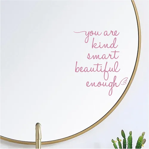 Vista 8 de Calcomanías de afirmaciones de espejo de baño, You are Kind Smart Beautiful Enough Calcomanías de vinilo, lindas calcomanías de espejo