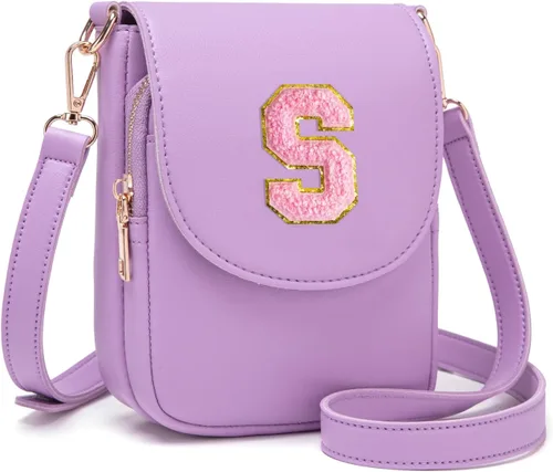 Vista 126 de Viverte Bolso Cruzado para Niñas Adolescentes Pequeñas, Bolso Inicial para Celular, Pequeña Cartera para Niños Pequeños, Bolso de Cuero con Tres