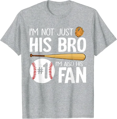 Vista 58 de Camiseta Baseball Brother I'm Not Just His Bro I'm His Number One Fan, Negro