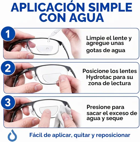 Vista 4 de Calabria Hydrotac OPTX 20/20 Lentes de Lectura Bifocales Adhesivas de Aumento para Gafas de Sol Reutilizables