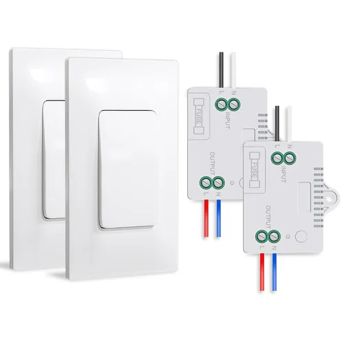 Vista 9 de Milfra Kit de interruptor de luz inalámbrico y receptor, interruptor de luz inalámbrico, no necesita WiFi para exteriores e interiores, interruptor