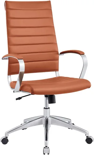 Vista 18 de LexMod Jive silla de oficina ejecutiva acanalada respaldo alto, Vinilo, Negro