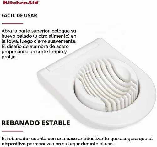 Vista 4 de KitchenAid Cortador de huevos clásico con alambres de acero inoxidable, 9 pulgadas, blanco