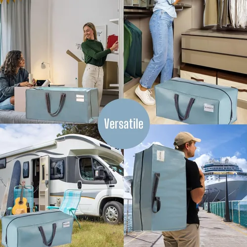 Vista 85 de VENO Paquete de 6 bolsas de mudanza resistentes con correas de mochila, cremalleras y asas, bolsas de embalaje extragrandes para artículos