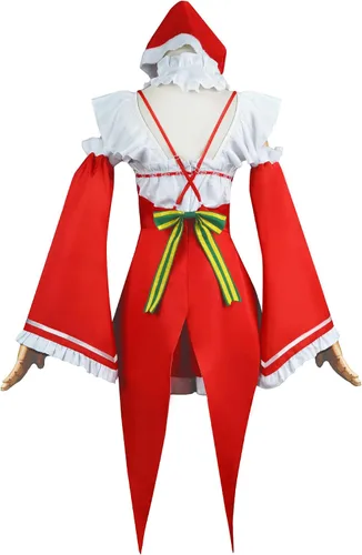 Vista 7 de Rem Ram cosplay Red Maid dress Christmas Costume Christmas Hat Lolita masquerade dress