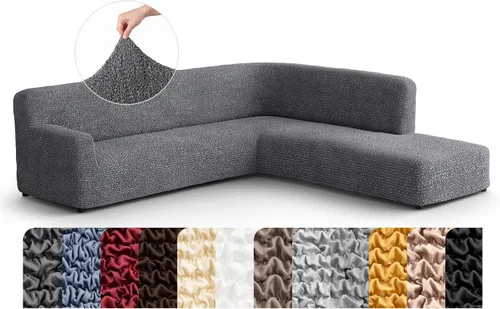 Vista 12 de PAULATO BY GA.I.CO. Funda de sofá modular, funda para sofá chaise longue en forma de L, fundas lavables para sofá esquinero, funda elástica de Gris